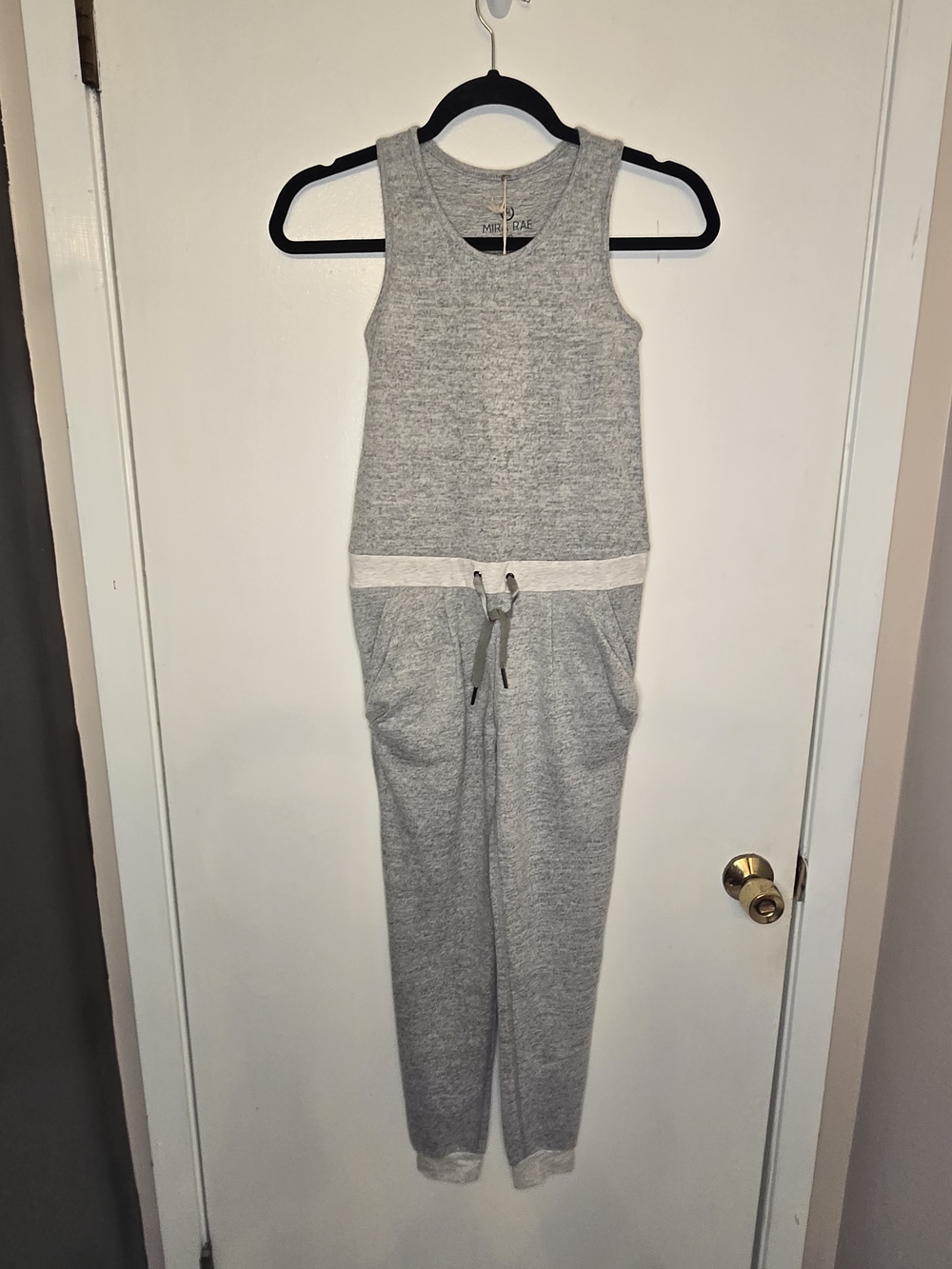 Gray Sleeveless Ankle Jumpsuit with Drawstring Waist